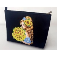 Косметичка під вишивку бісером «Дівчина з соняхами» (Косметичка чи набір).